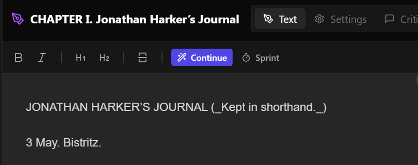 The Sprint button in the chapter toolbar