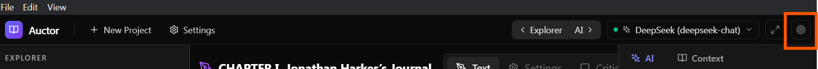 The target button in the main toolbar